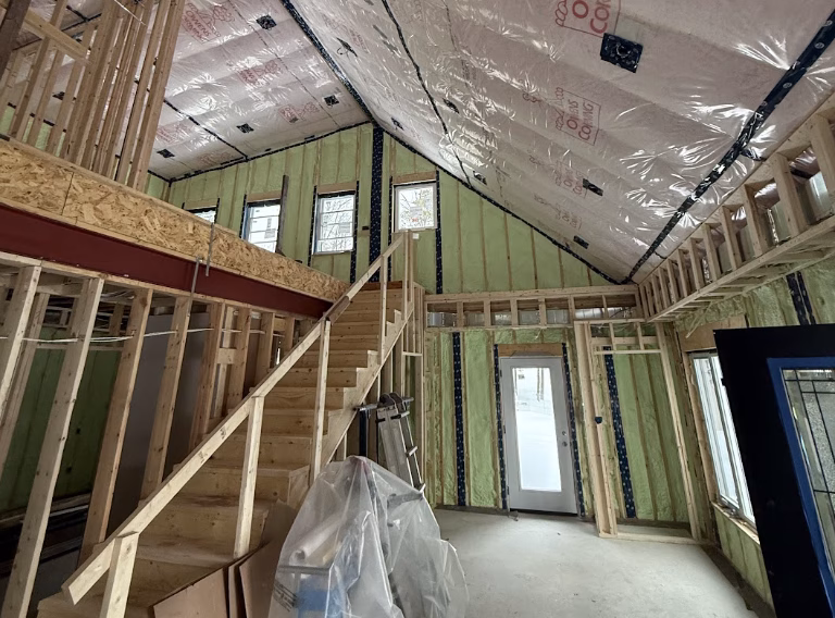 Completed spray foam insulation project for a custom home builder in Peterborough
